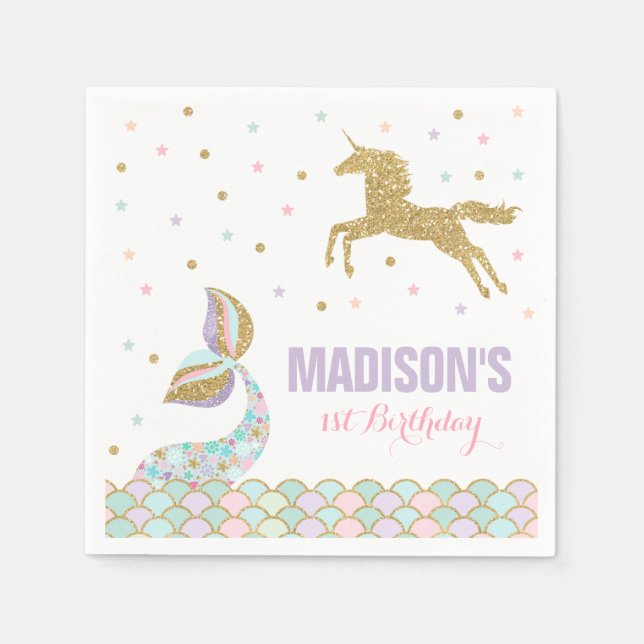 Guardanapo De Papel Sereia e Partido Unicórnio Napkin Whimsical Unicor (Frente)