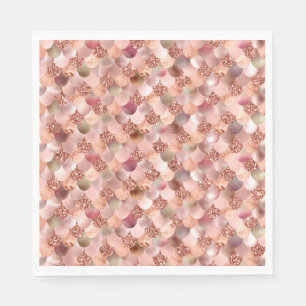 Guardanapo De Papel Sereia Escala Rosa Rosa Dourada Brilhante Cor-de-r