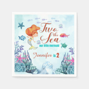 Guardanapo De Papel Sereia Laranja Dois segundo aniversário das Garota