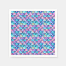 Guardanapo De Papel Sereia Rapariga de Aniversário Rosa Púrpura