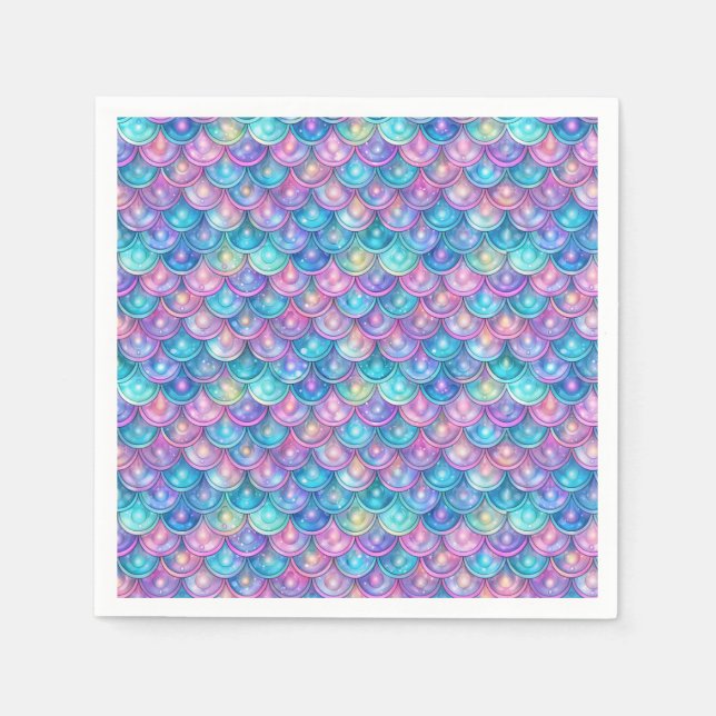 Guardanapo De Papel Sereia Rapariga de Aniversário Rosa Púrpura (Frente)