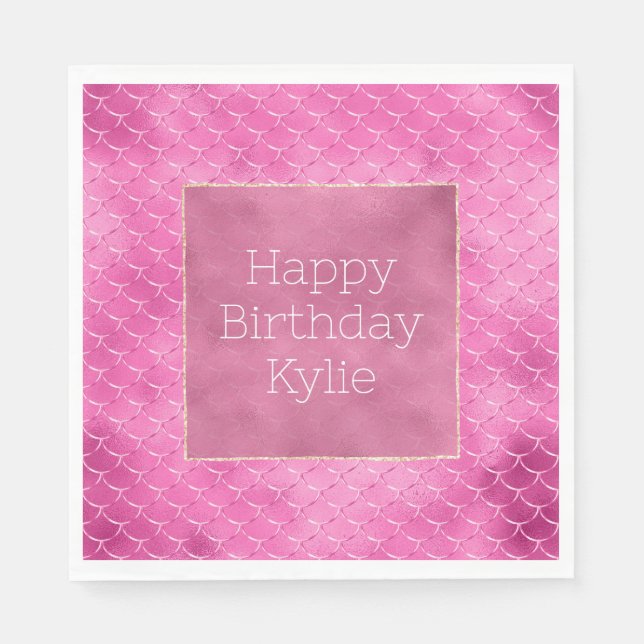 Guardanapo De Papel Sereia Rosa bonito (Frente)