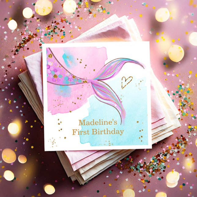 Guardanapo De Papel Sereia Splish Splash Piscina Party Girl Aniversári (Criador carregado)