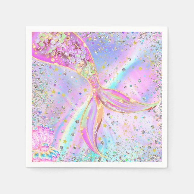 Guardanapo De Papel Sereia Whimsical Debaixo da Festa de aniversário d (Frente)