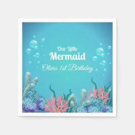 Guardanapo De Papel Sereia Whimsical Sob O Aniversário Do Mar