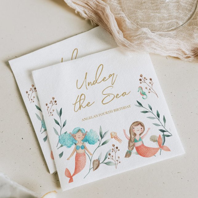 Guardanapo De Papel Sereias Cutas Sob O Mar (Criador carregado)