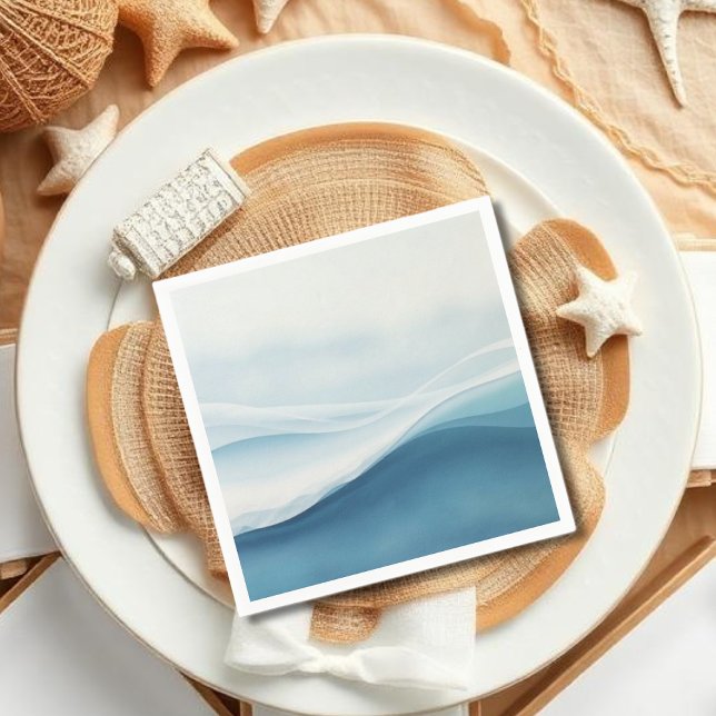 Guardanapo De Papel Serene Blue Abstract Wedding (Serene Blue Abstract Wedding Napkins)