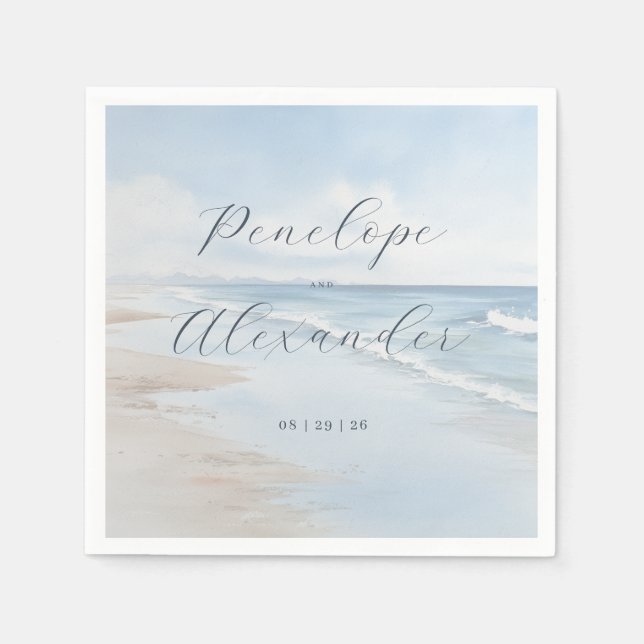 Guardanapo De Papel Serene Blue Beach Waves (Frente)