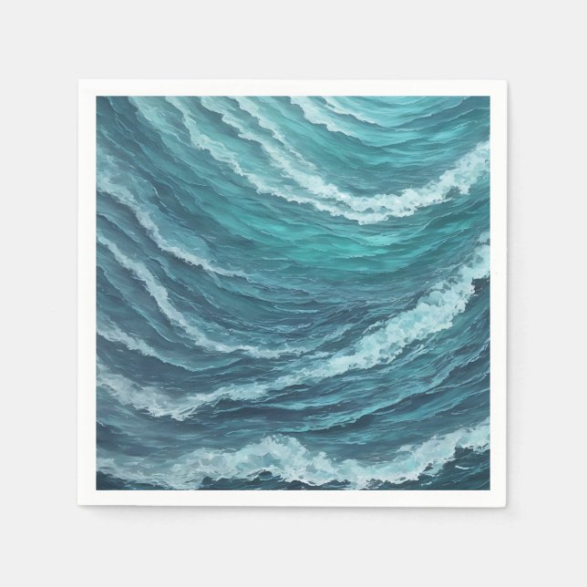 Guardanapo De Papel Serene Blue e Green Abstrato (Frente)
