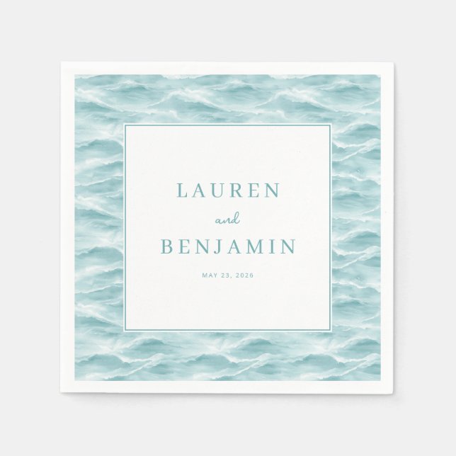 Guardanapo De Papel Serene Blue Wave Water Theme (Frente)
