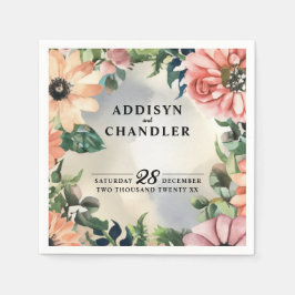 Guardanapo De Papel Serene Garden Wreath: Pastel Floral Elegance