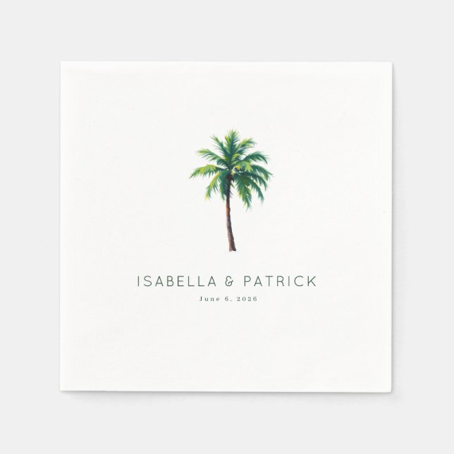 Guardanapo De Papel Serene Green Tropical Palm Tree (Frente)
