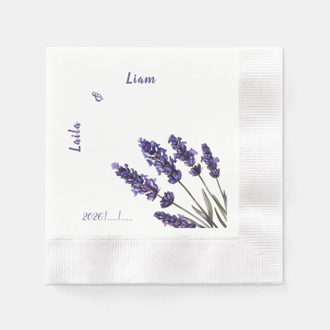 Guardanapo De Papel Serene Provence Lavender Floral Wedding (Frente)