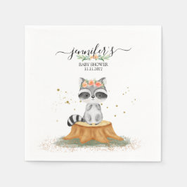 Guardanapo De Papel Serene Raccoon Forest Baby Party