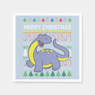 Guardanapo De Papel Série Dino Purple Ugly Christmas Sweater