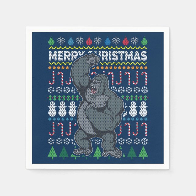 Guardanapo De Papel Série Gorilla Ugly Christmas Sweater (Frente)