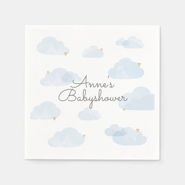 Guardanapo De Papel Servetten babyshower wolken lichtblauw jongen (Frente)
