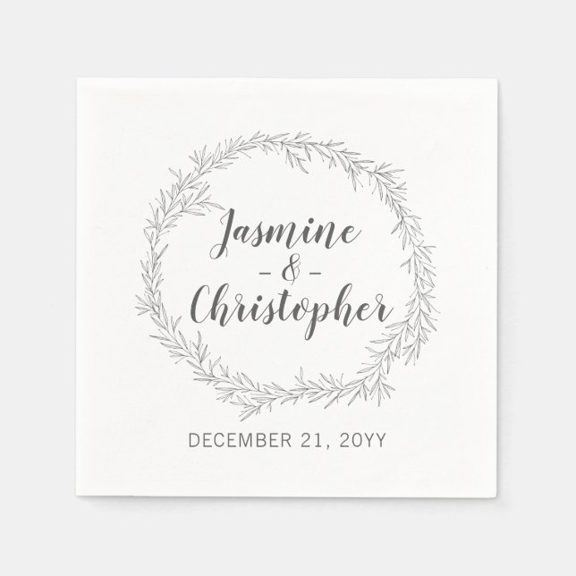 Guardanapo De Papel Serviço de Casamento de Folha Botânica Moderna (Frente)