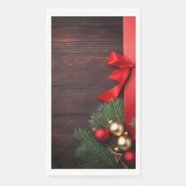 Guardanapo De Papel Serviette en Papier "Bois et Ruban Rouge" 