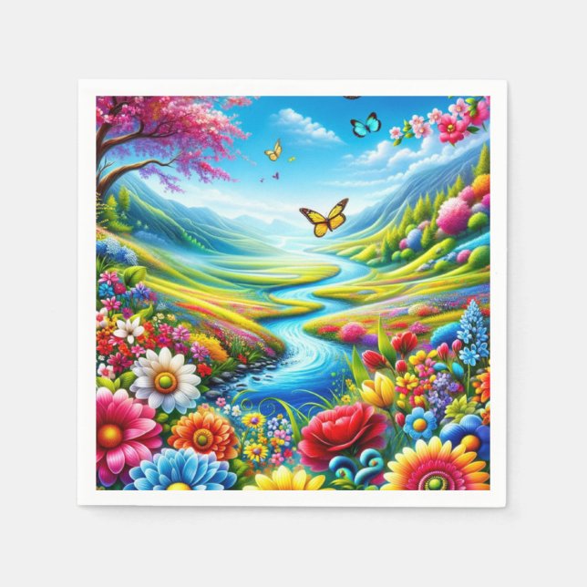 Guardanapo De Papel Serviette en papier jolie fleurs (Frente)