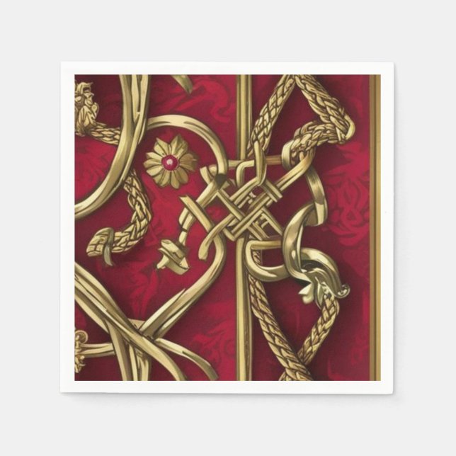 Guardanapo De Papel Serviette en papier médiévale rouge et or (Frente)