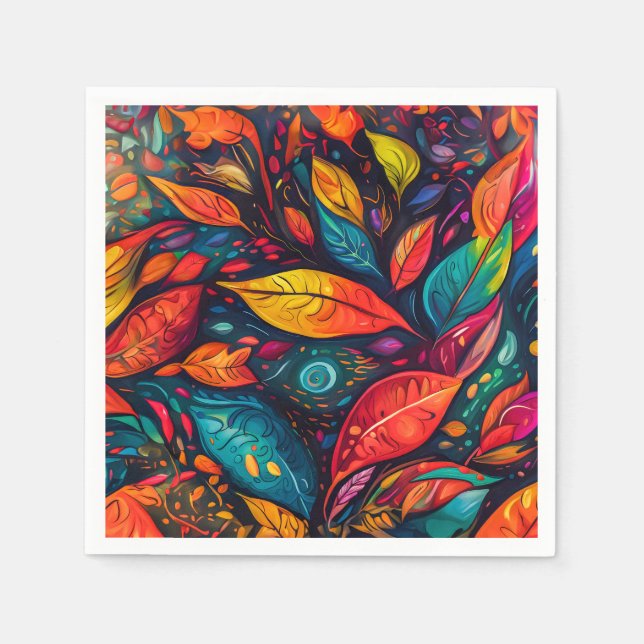 Guardanapo De Papel Servietten mit  farbenfrohem Blättermotiv (Frente)