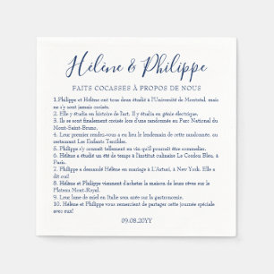 Guardanapo De Papel Serviettes De Cocktail De Mariage Bleu Marin