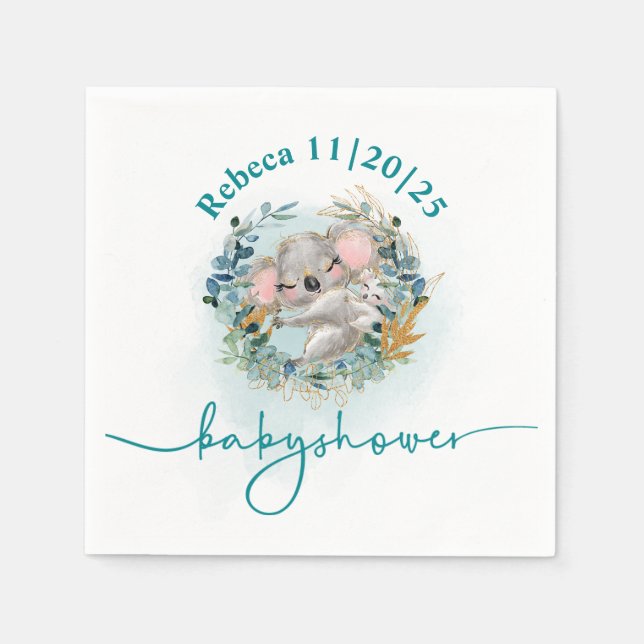 Guardanapo De Papel Servilleta de papel Baby Shower "Baby Koala" (Frente)