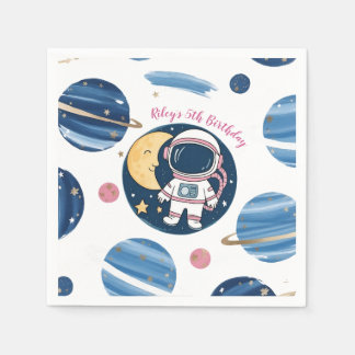 Guardanapo De Papel Servilleta De Papel Cumpleaños Astronauta PinkBlue