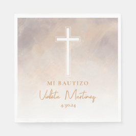 Guardanapo De Papel Servilletas Mi Bautizo Morada Espanhol Napkins