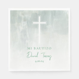 Guardanapo De Papel Servilletas Mi Bautizo Verde Espanhol
