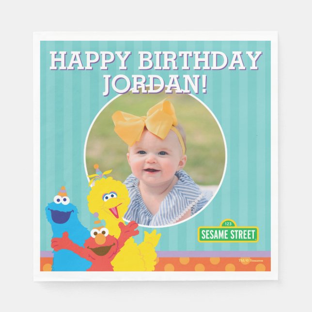 Guardanapo De Papel Sesame Pals Aniversário Padrão (Frente)