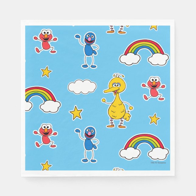 Guardanapo De Papel Sesame Pals Rainbow Doodley Patterno (Frente)