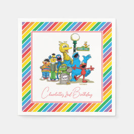 Guardanapo De Papel Sesame Street Colorful Rainbow Birthday