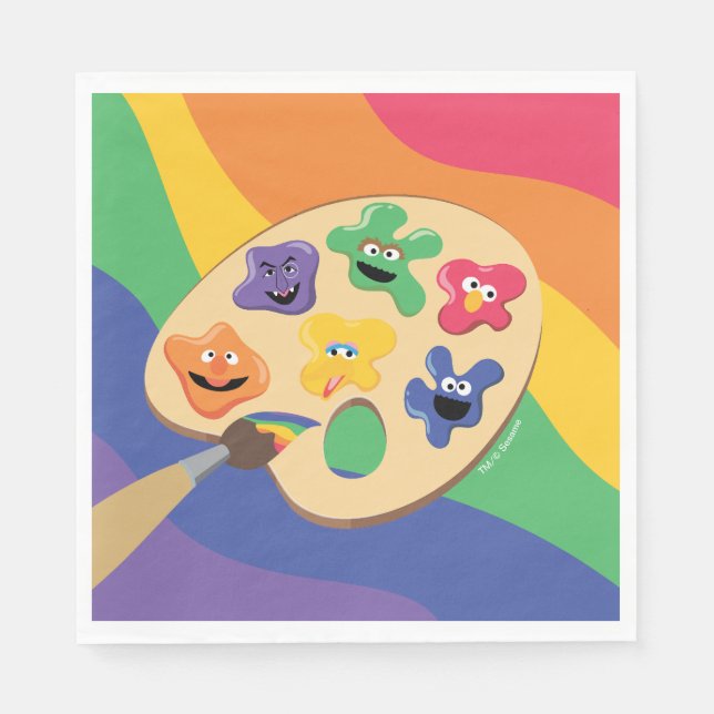 Guardanapo De Papel Sesame Street Pals Rainbow Art Party Paper Napkin (Frente)