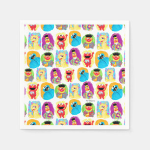 Guardanapo De Papel Sesame Street Personagem Divertido e Padrão Colori