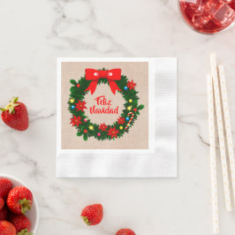 Guardanapo De Papel Set Feliz Navidad Merry Christmas Wreath Coctail