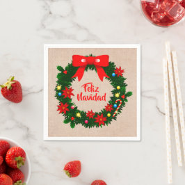 Guardanapo De Papel Set Feliz Navidad Merry Christmas Wreath Coctail