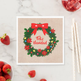 Guardanapo De Papel Set Feliz Navidad Merry Christmas Wreath Luncheon