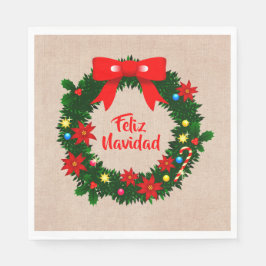 Guardanapo De Papel Set Feliz Navidad Merry Christmas Wreath Luncheon