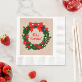 Guardanapo De Papel Set Feliz Navidad Merry Christmas Wreath Luncheon