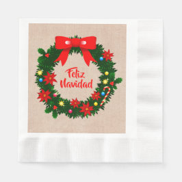 Guardanapo De Papel Set Feliz Navidad Merry Christmas Wreath Luncheon