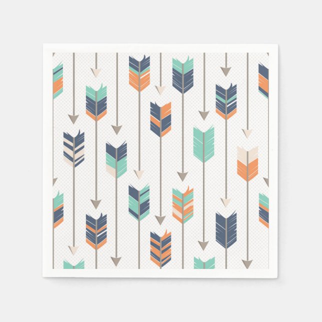 Guardanapo De Papel Seta Tribal Blue Orange Green Paper Napkins (Frente)