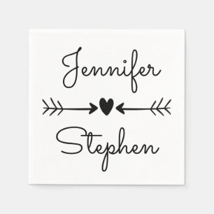 Guardanapo De Papel Setas De Coração E Amor Preto E Branco