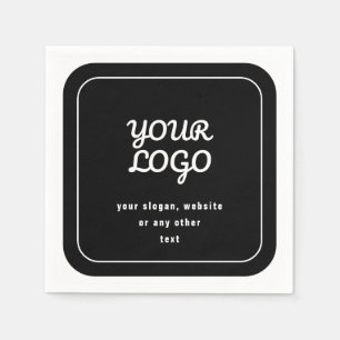 Guardanapo De Papel Seu logotipo e slogan ou outro texto Preto e bra