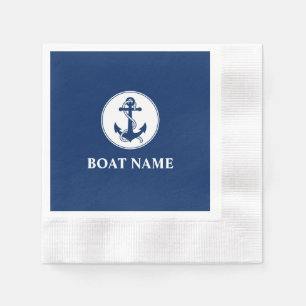 Guardanapo De Papel Seu nome de barco Rope e coquetel azul