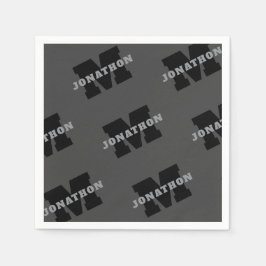 Guardanapo De Papel Seu nome ou nome comercial | Cinza Masculina Moder