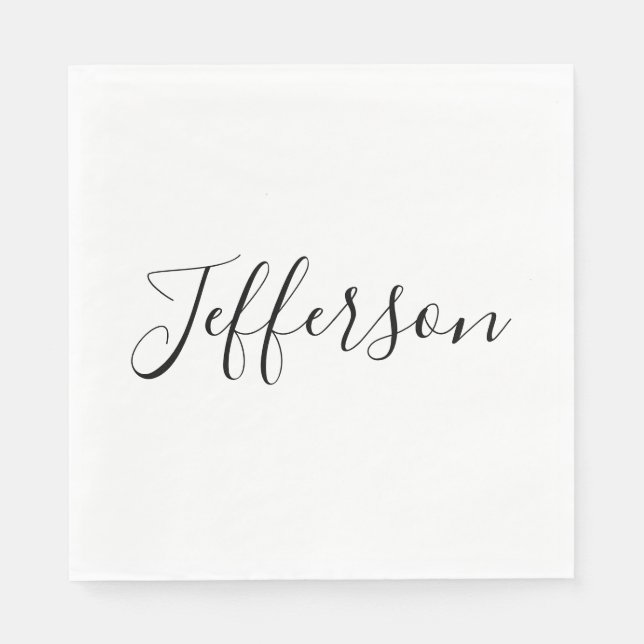 Guardanapo De Papel Seu nome | Script Elegante (Frente)