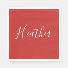 Guardanapo De Papel Seu Script Branco Personalizado em Vermelho