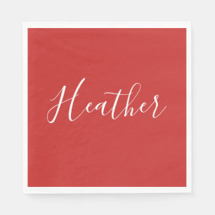 Guardanapo De Papel Seu Script Branco Personalizado em Vermelho